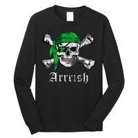 Arrrish Irish Pirate Skull Clover Long Sleeve Shirt
