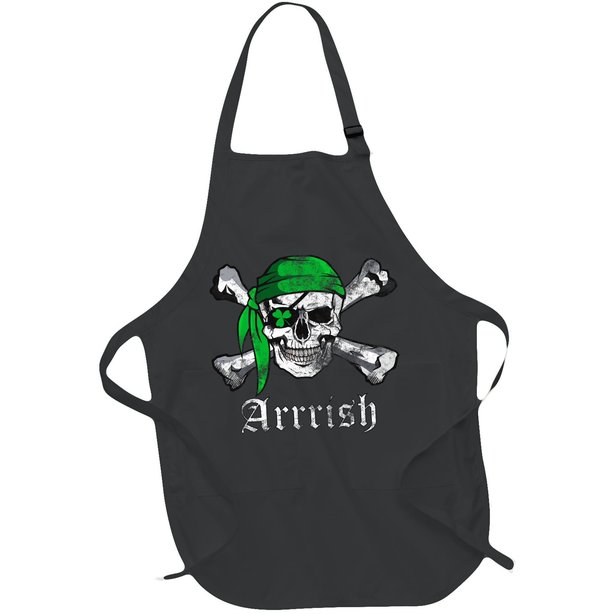 Arrrish Irish Pirate Skull Clover Apron