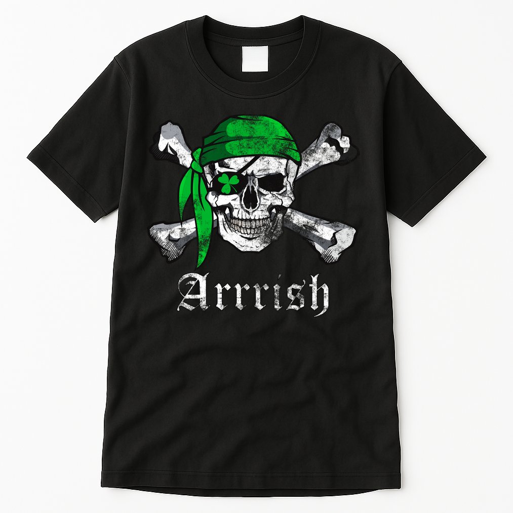 Arrrish Irish Pirate Skull Clover Tall T-Shirt