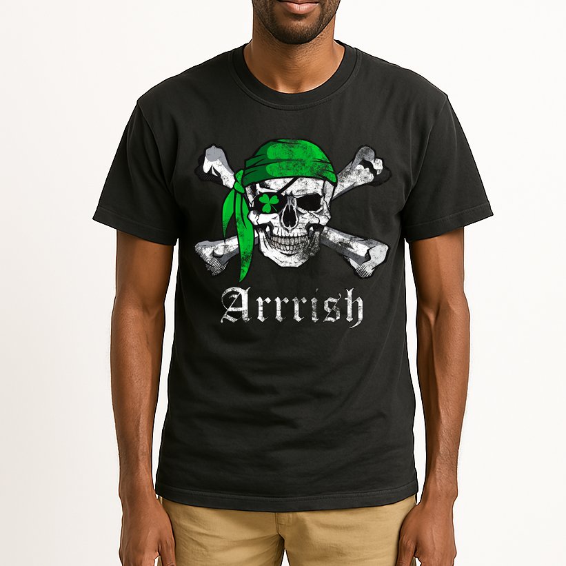 Arrrish Irish Pirate Skull Clover Tall T-Shirt