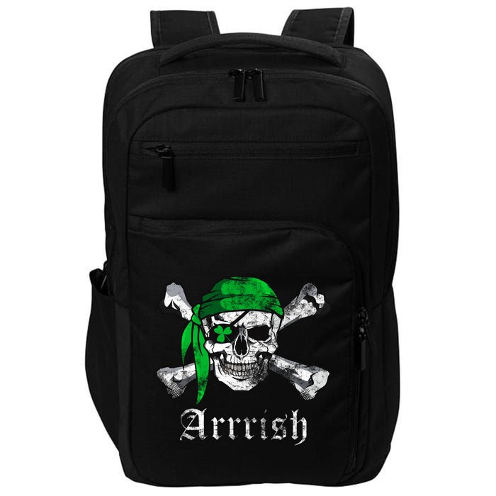 Arrrish Irish Pirate Skull Clover Impact Tech Backpack