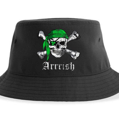 Arrrish Irish Pirate Skull Clover Sustainable Bucket Hat