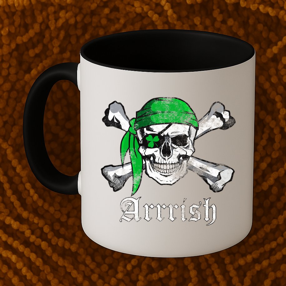 Arrrish Irish Pirate Skull Clover Mug