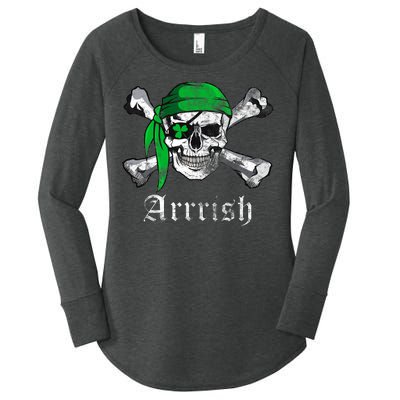 Arrrish Irish Pirate Skull Clover Women's Perfect Tri Tunic Long Sleeve Shirt