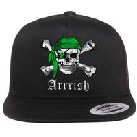 Arrrish Irish Pirate Skull Clover Flat Bill Trucker Hat