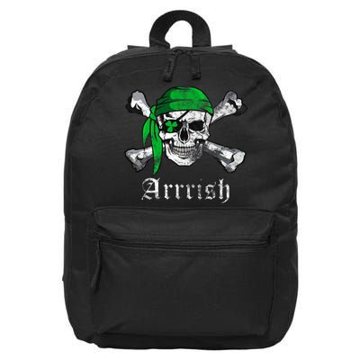 Arrrish Irish Pirate Skull Clover 16 in Basic Backpack