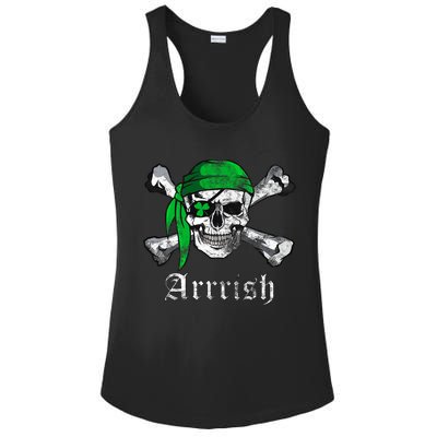 Arrrish Irish Pirate Skull Clover Ladies PosiCharge Competitor Racerback Tank
