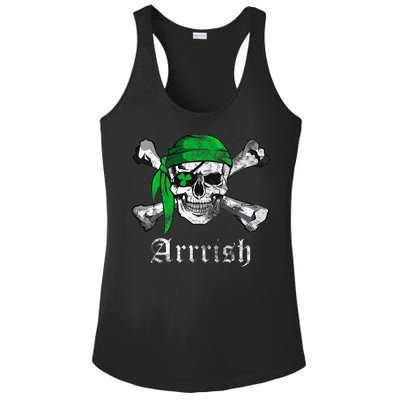 Arrrish Irish Pirate Skull Clover Ladies PosiCharge Competitor Racerback Tank