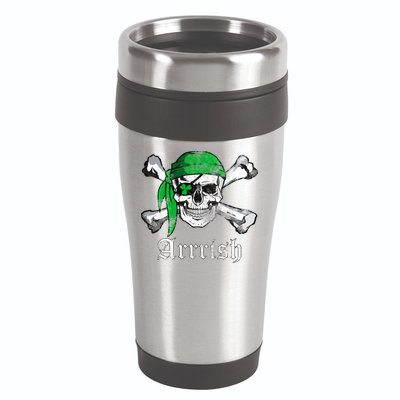 Arrrish Irish Pirate Skull Clover 16oz Travel Tumbler