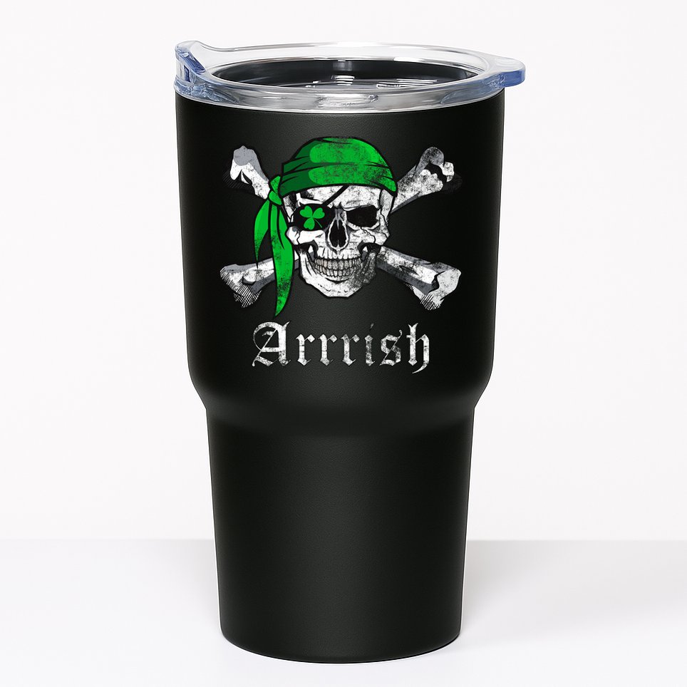 Arrrish Irish Pirate Skull Clover Tumbler