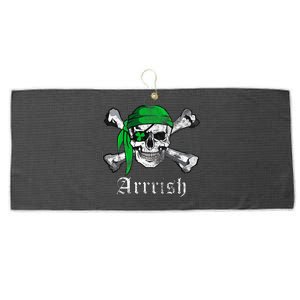 Arrrish Irish Pirate Skull Clover Large Microfiber Waffle Golf Towel