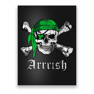 Arrrish Irish Pirate Skull Clover Poster