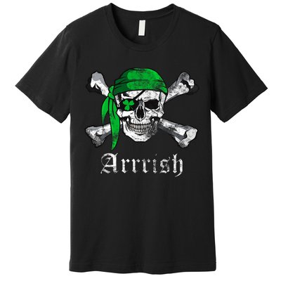 Arrrish Irish Pirate Skull Clover Premium T-Shirt