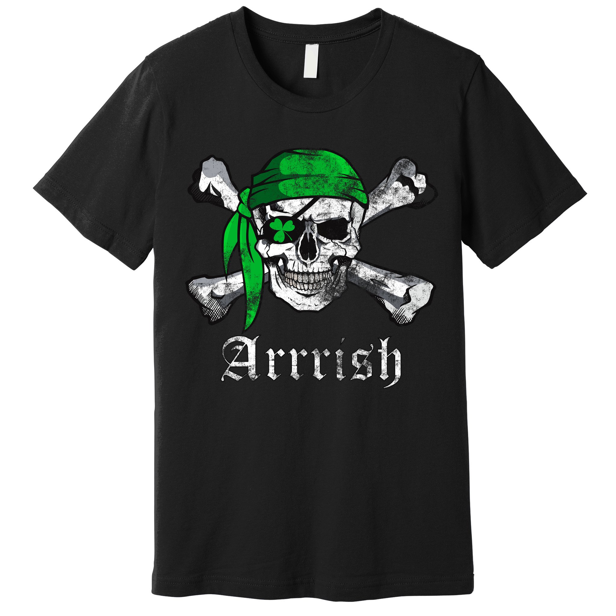 Arrrish Irish Pirate Skull Clover Premium T-Shirt