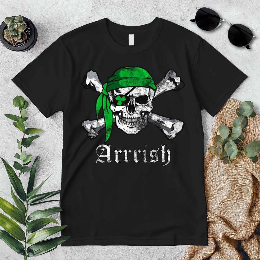 Arrrish Irish Pirate Skull Clover Premium T-Shirt