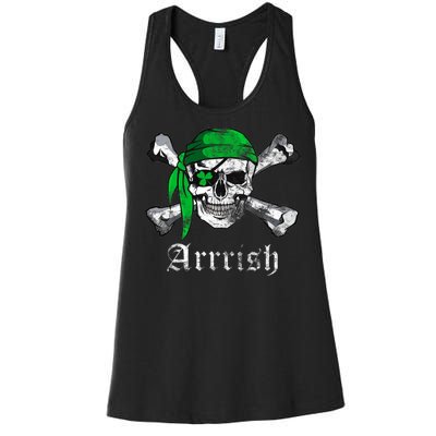 Arrrish Irish Pirate Skull Clover Women's Racerback Tank