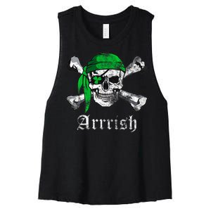 Arrrish Irish Pirate Skull Clover Women's Racerback Cropped Tank