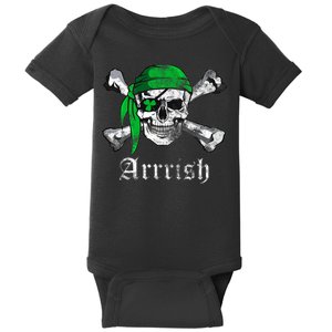 Arrrish Irish Pirate Skull Clover Baby Bodysuit