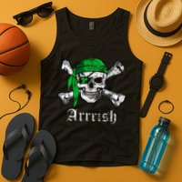 Arrrish Irish Pirate Skull Clover Tank Top