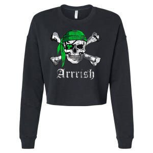 Arrrish Irish Pirate Skull Clover Cropped Pullover Crew