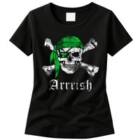 Arrrish Irish Pirate Skull Clover Womens T-Shirt