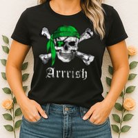 Arrrish Irish Pirate Skull Clover Womens T-Shirt