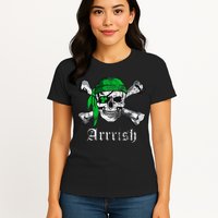 Arrrish Irish Pirate Skull Clover Womens T-Shirt