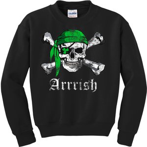 Arrrish Irish Pirate Skull Clover Kids Sweatshirt