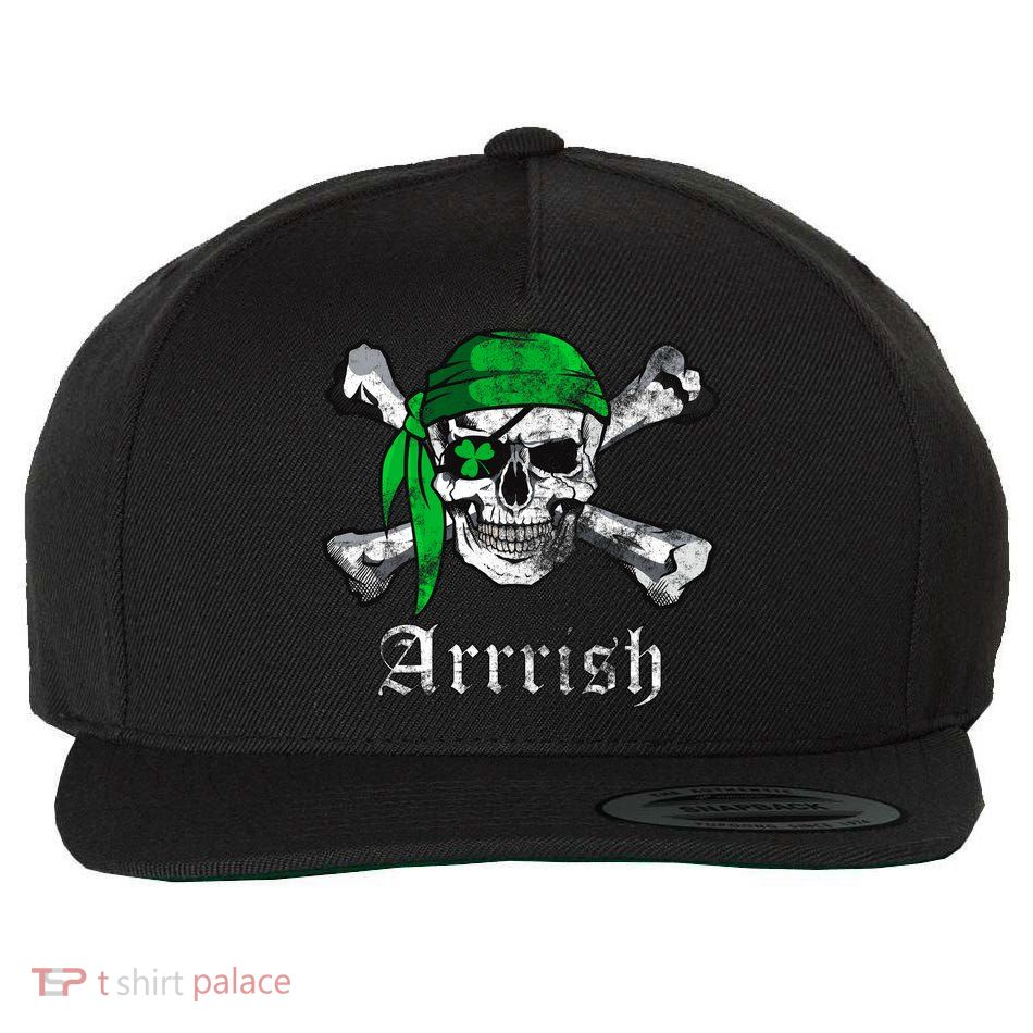Arrrish Irish Pirate Skull Clover Wool Snapback Cap
