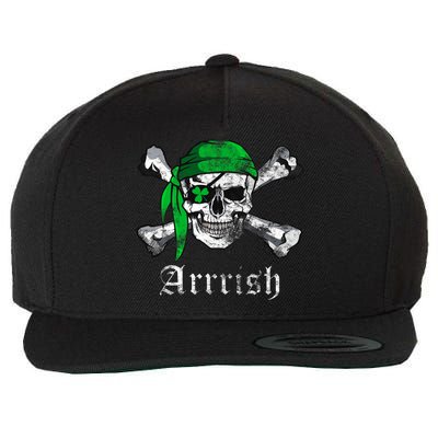 Arrrish Irish Pirate Skull Clover Wool Snapback Cap