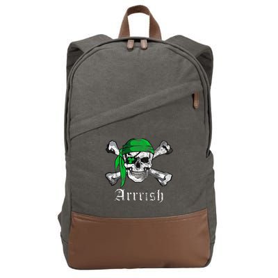 Arrrish Irish Pirate Skull Clover Cotton Canvas Backpack