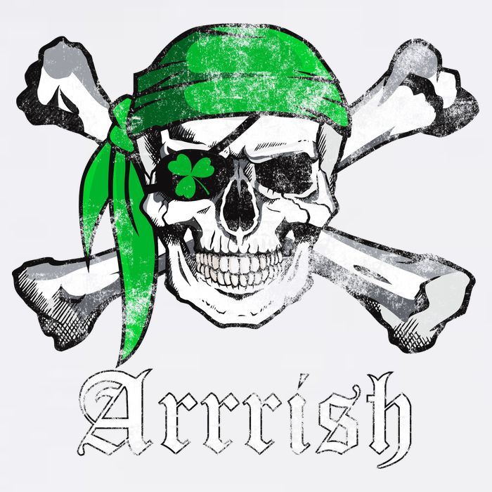 Arrrish Irish Pirate Skull Clover Garment-Dyed Sweatshirt