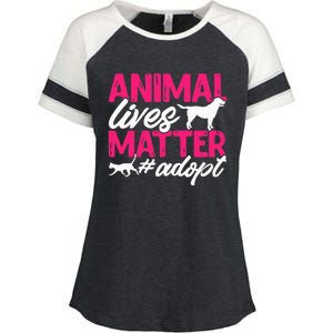 Animal Rescue Shelter Animal Lives Matter Adopt Enza Ladies Jersey Colorblock Tee