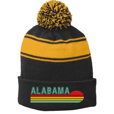 Alabama Retro Style Stripe Pom Pom Beanie