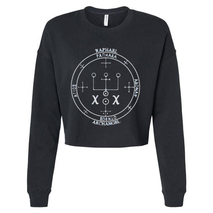 Archangel Raphael Sigil Seal By Mortal Cropped Pullover Crew
