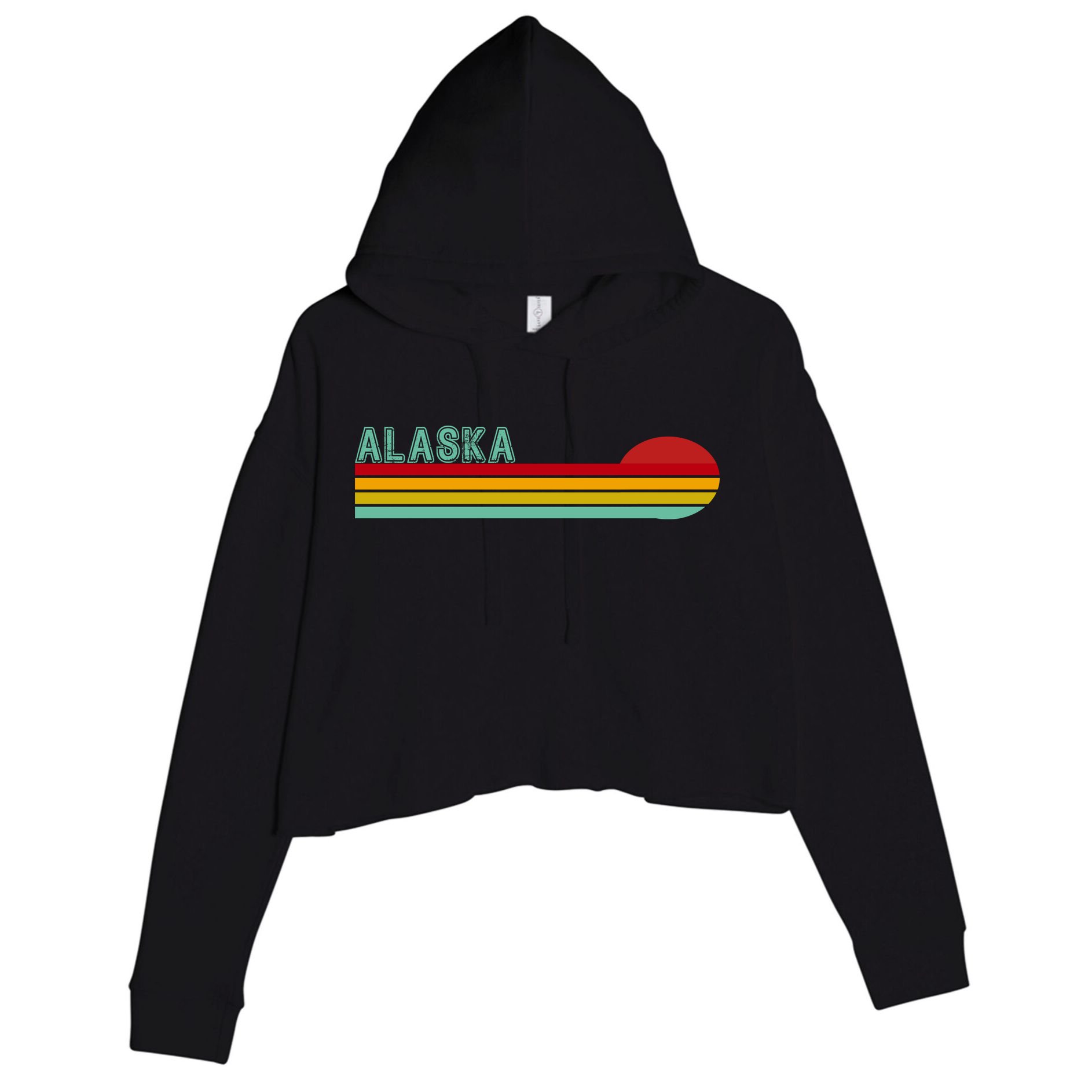 Alaska Retro Sunset Crop Fleece Hoodie
