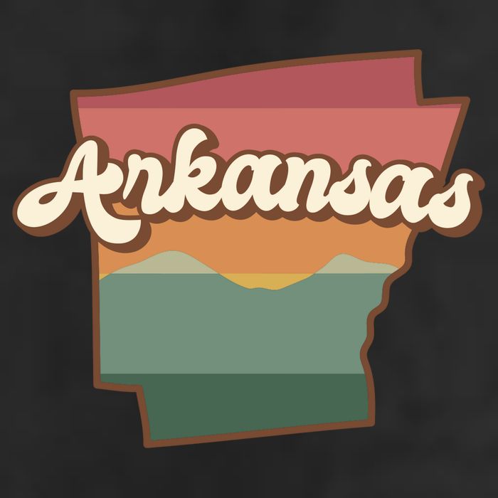 Arkansas Retro Sunset 7 Panel Mesh Trucker Snapback Hat