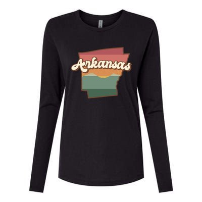 Arkansas Retro Sunset Womens Cotton Relaxed Long Sleeve T-Shirt