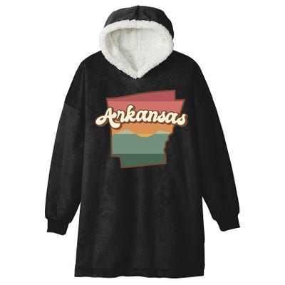 Arkansas Retro Sunset Hooded Wearable Blanket