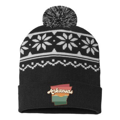 Arkansas Retro Sunset USA-Made Snowflake Beanie