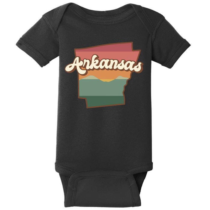 Arkansas Retro Sunset Baby Bodysuit