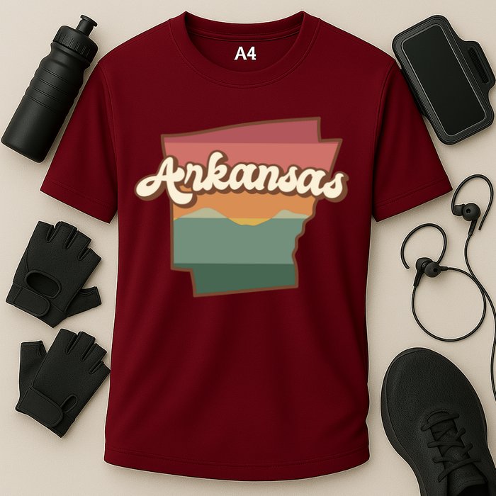 Arkansas Retro Sunset Cooling Performance Crew T-Shirt