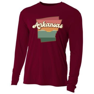 Arkansas Retro Sunset Cooling Performance Long Sleeve Crew