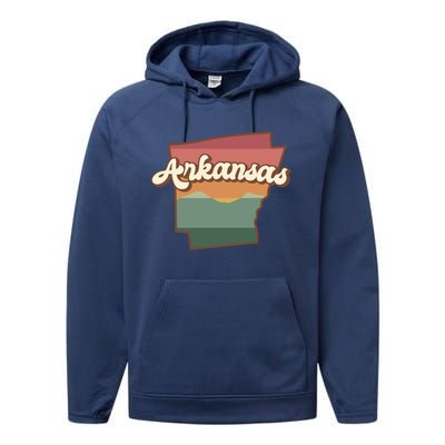 Arkansas Retro Sunset Performance Fleece Hoodie