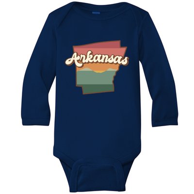 Arkansas Retro Sunset Baby Long Sleeve Bodysuit