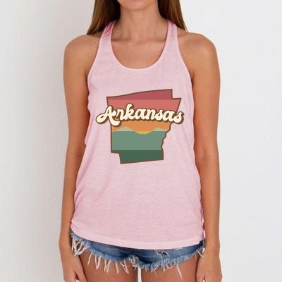 Arkansas Retro Sunset Women's Knotted Racerback Tank