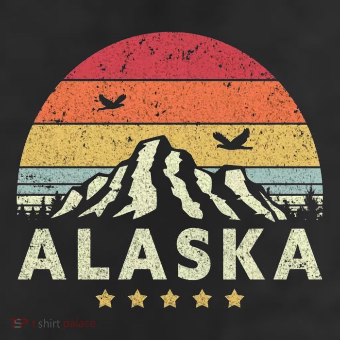 Alaska Retro Style AK USA 7 Panel Mesh Trucker Snapback Hat