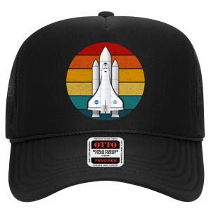 Astronaut Retro Space Sunset High Crown Mesh Back Trucker Hat