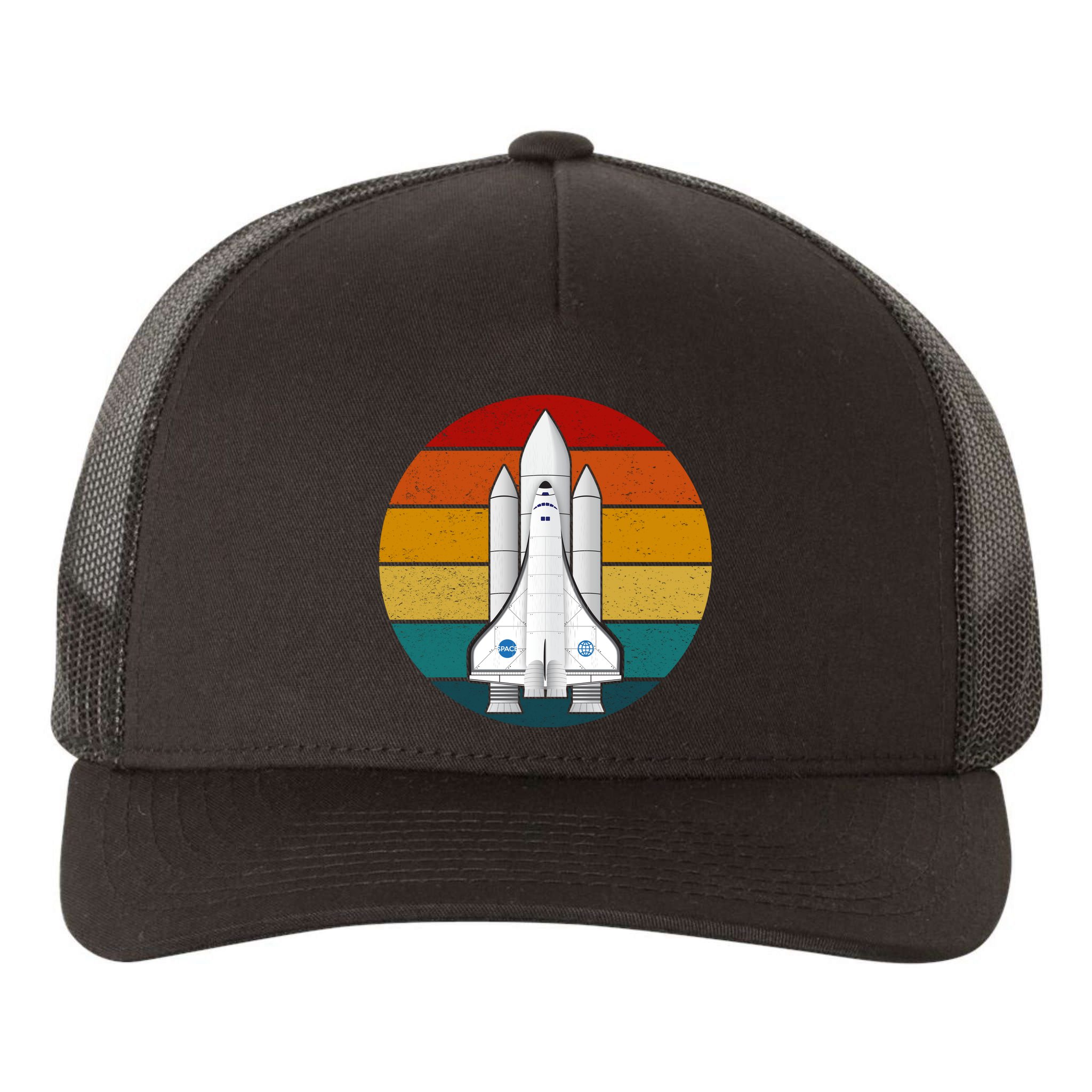 Astronaut Retro Space Sunset Yupoong Adult 5-Panel Trucker Hat