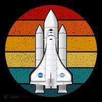 Astronaut Retro Space Sunset Button